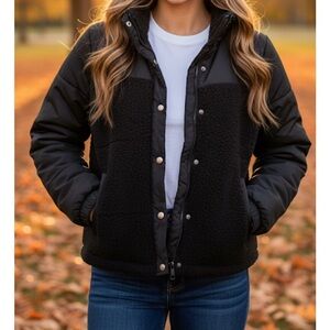 Time and Tru Black Fleece-Lined Jacket